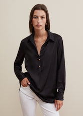 Ovs Satin Blouse With Collar And Buttons